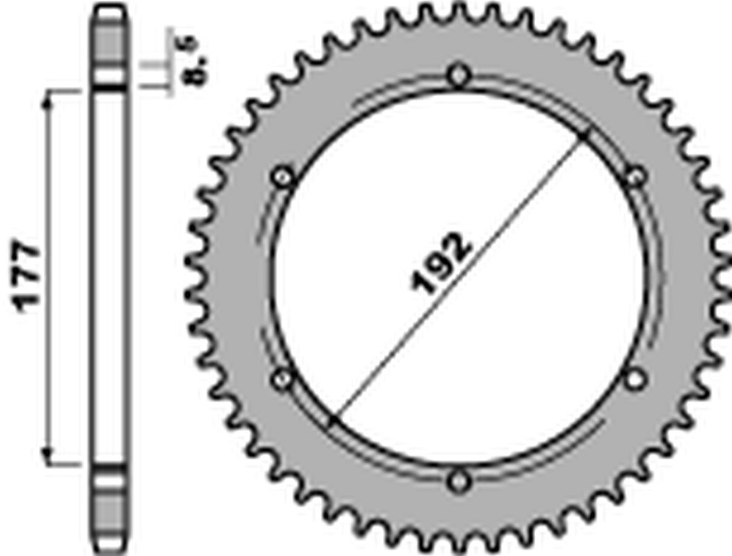 PBR rozeta 223 51 C45 HUSQVARNA WR 250 83-84, WR/CR 250 80, WR 350 81-88, WR/CR 400 81-89, CR 400/430 81-83 (JTR223.51) (řetěz 520) (MADE IN ITALY)
